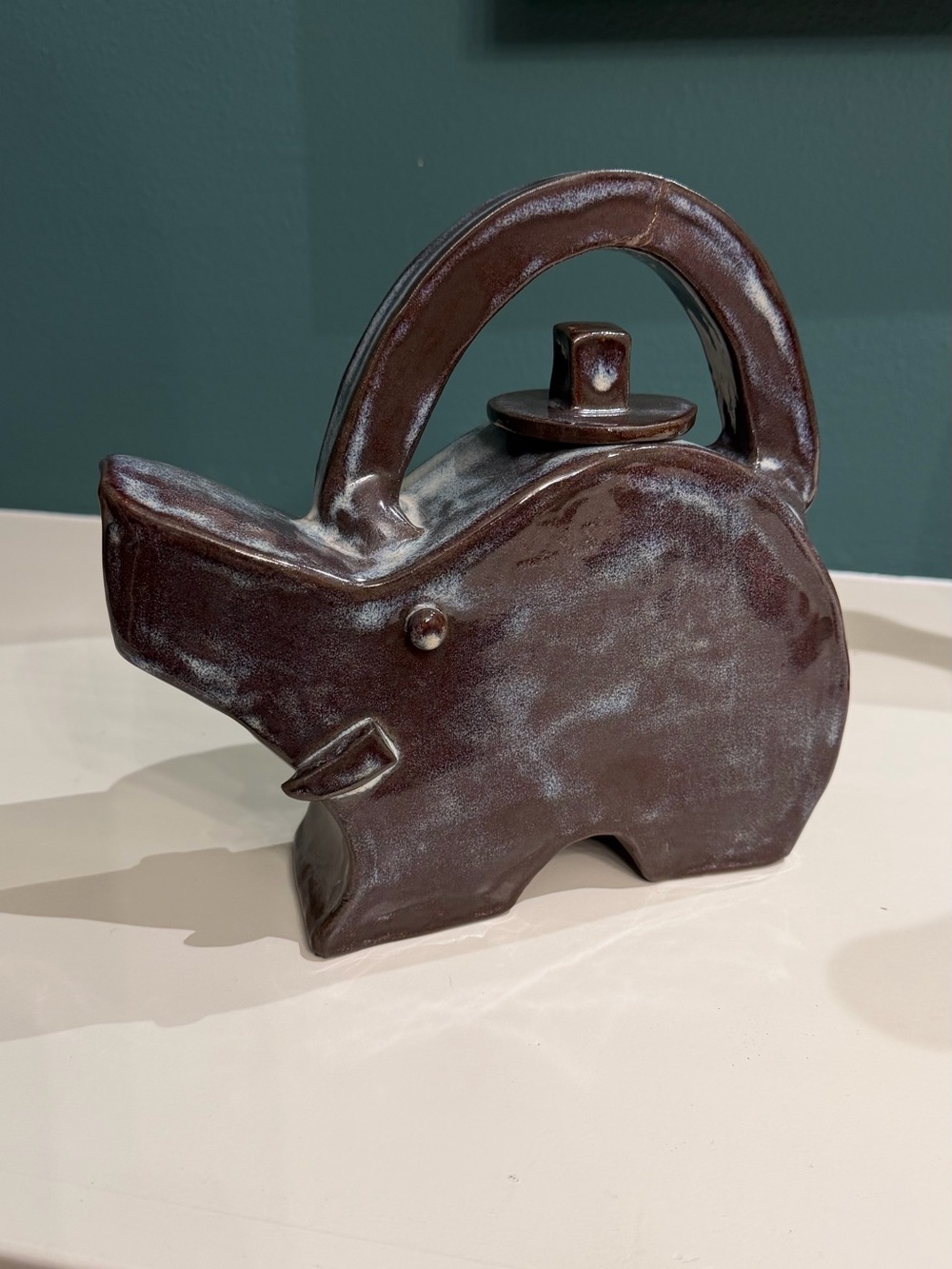 Vintage Studio Pottery Elephant Teapot – Handmade Ceramic
